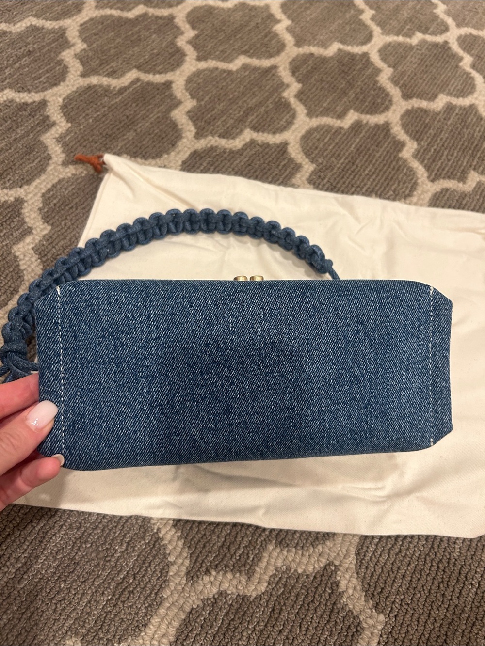 NWOT cult gaia Denim Shoulder Bag in Blue with Gold Hardware - Picture 5 of 5